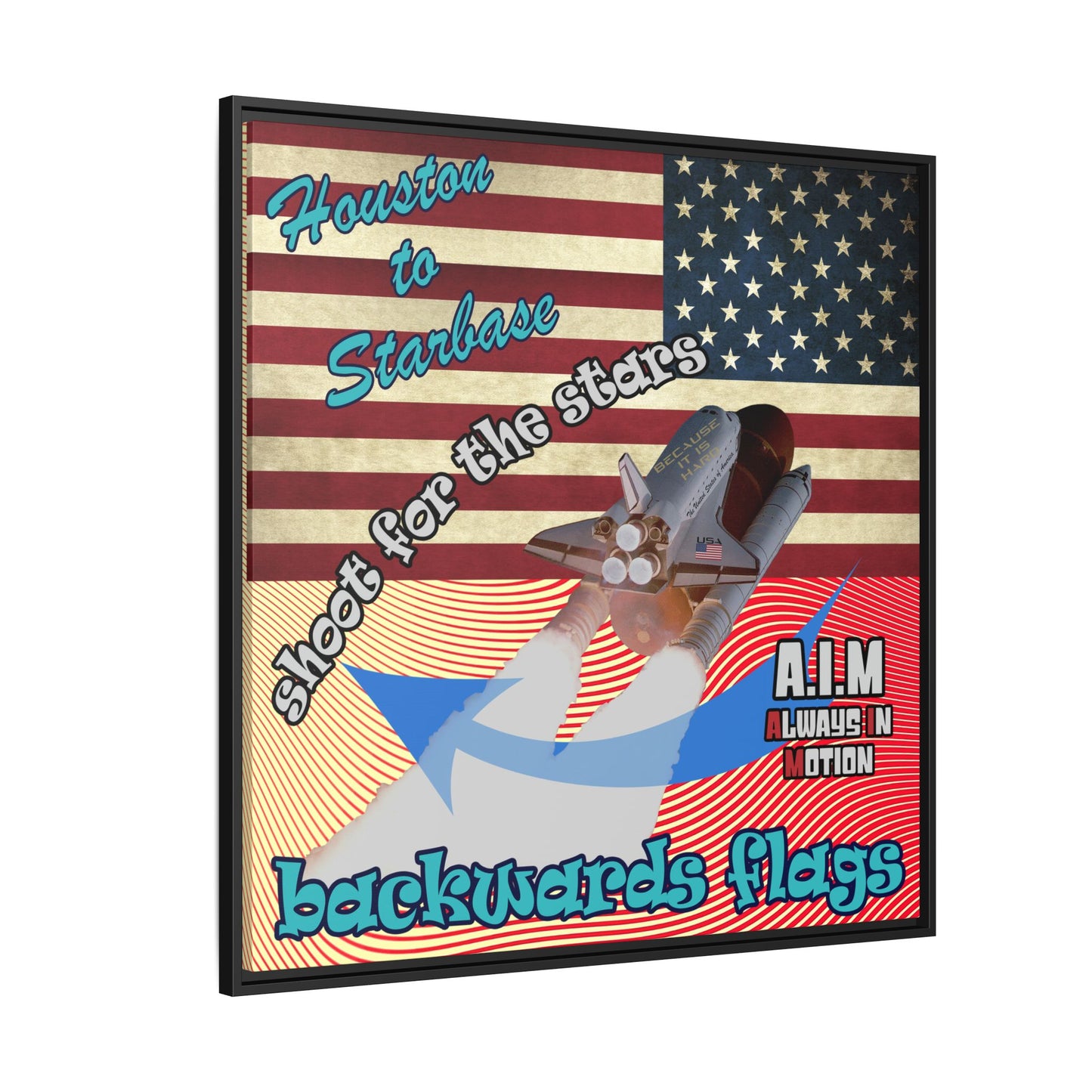 shoot for the stars - framed canvas art (yellow-orange wave)