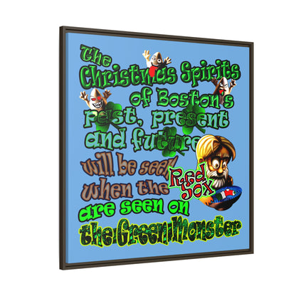 christmas spirits of boston - framed canvas art (light blue)