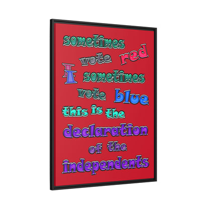 declaration of the independents - framed canvas art (dark red)
