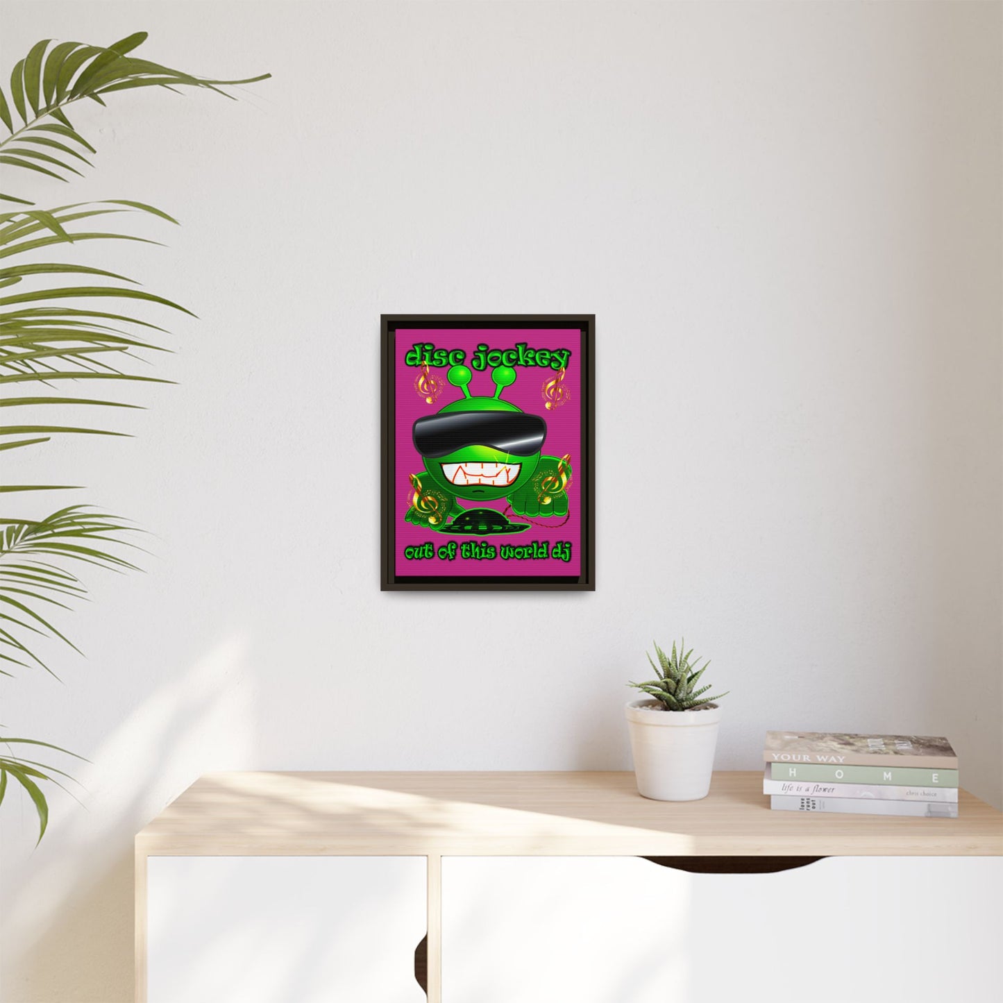 disc jockey - framed canvas art (pink)