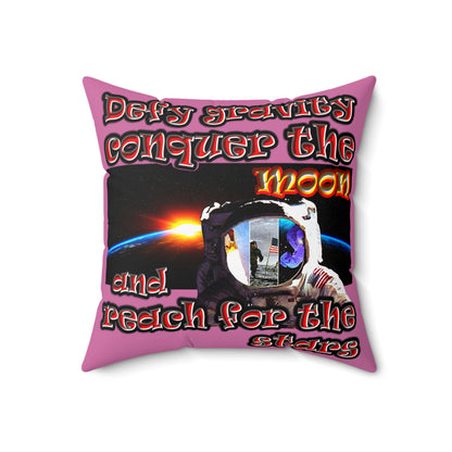 defy conquer reach - Spun Polyester Square Pillow - (light pink)