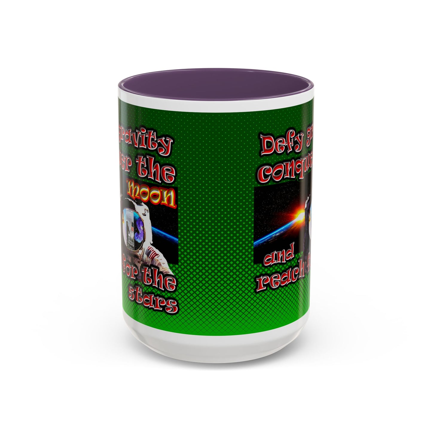 defy conquer reach - Accent Mug (logo green)