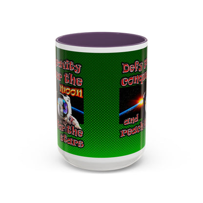 defy conquer reach - Accent Mug (logo green)