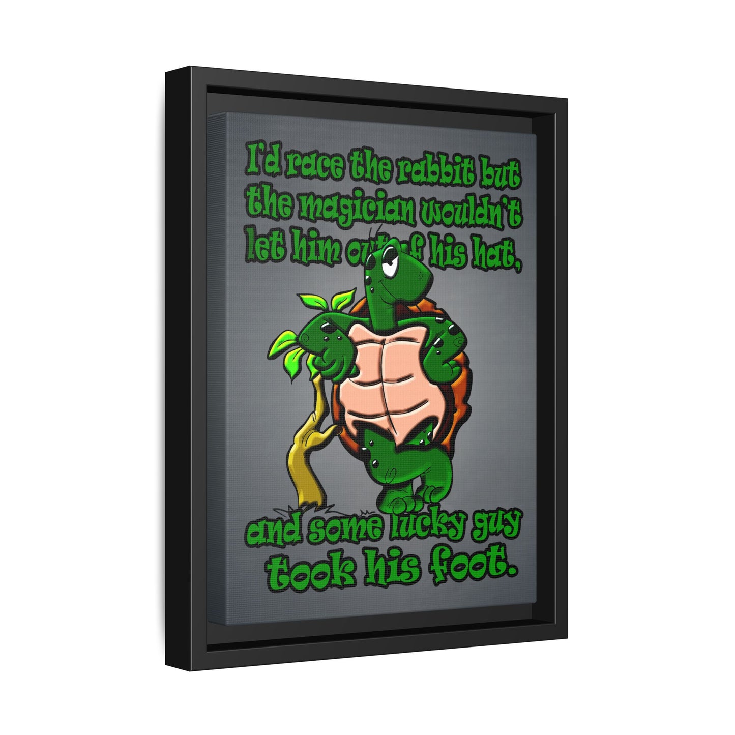 turtle race - framed canvas art (grey-light grey)