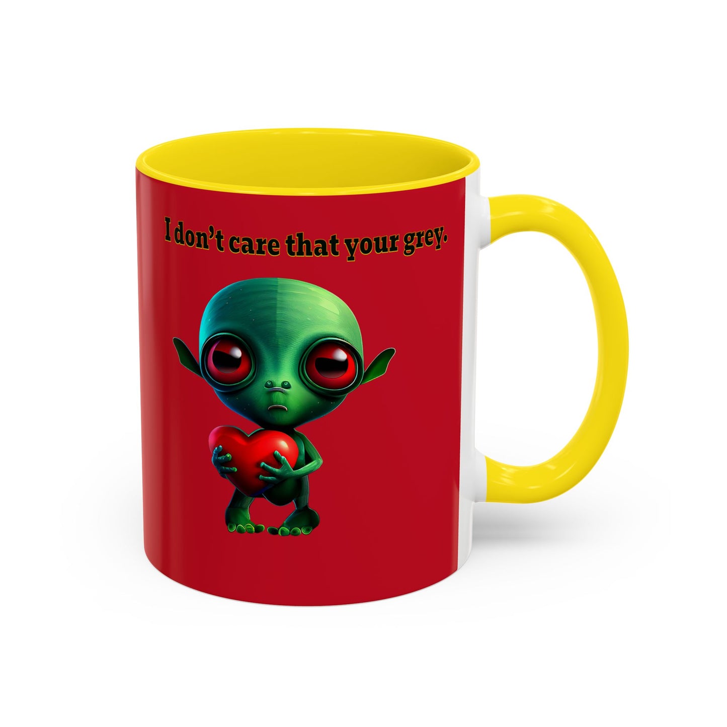 I don't care that your grey - Accent Mug (dark red)