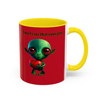 I don't care that your grey - Accent Mug (dark red)