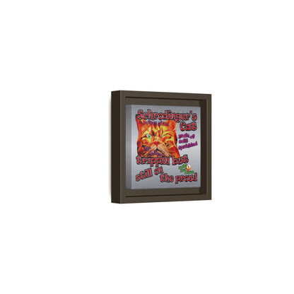 schrodinger's cat - framed canvas art (brushed nickel)