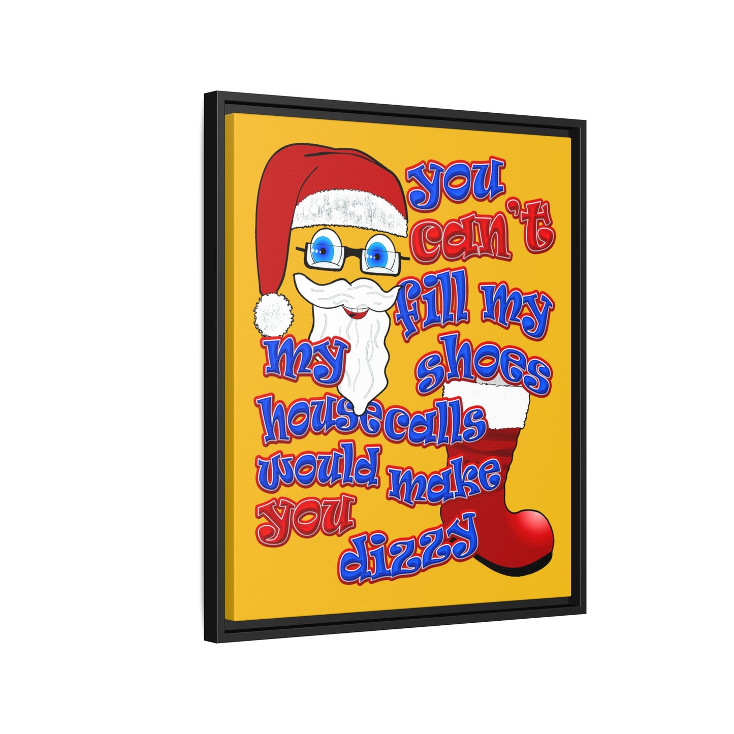 santa's shoes - framed canvas art (yellow)