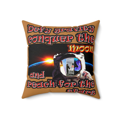 defy conquer reach - Faux Suede Square Pillow - (light brown)