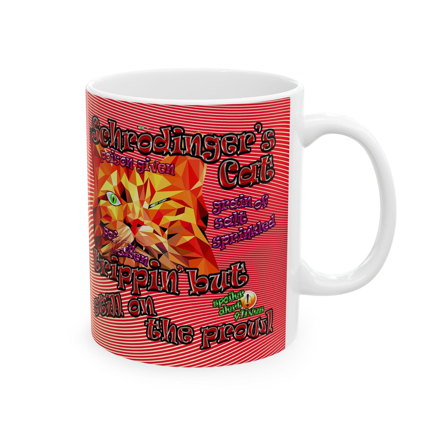 schrodinger's cat - White Mug (yellow-orange wave)