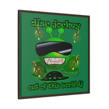 disc jockey - framed canvas art (dark green)