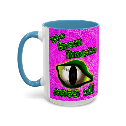 green monster - Accent Mug (pink swirl)