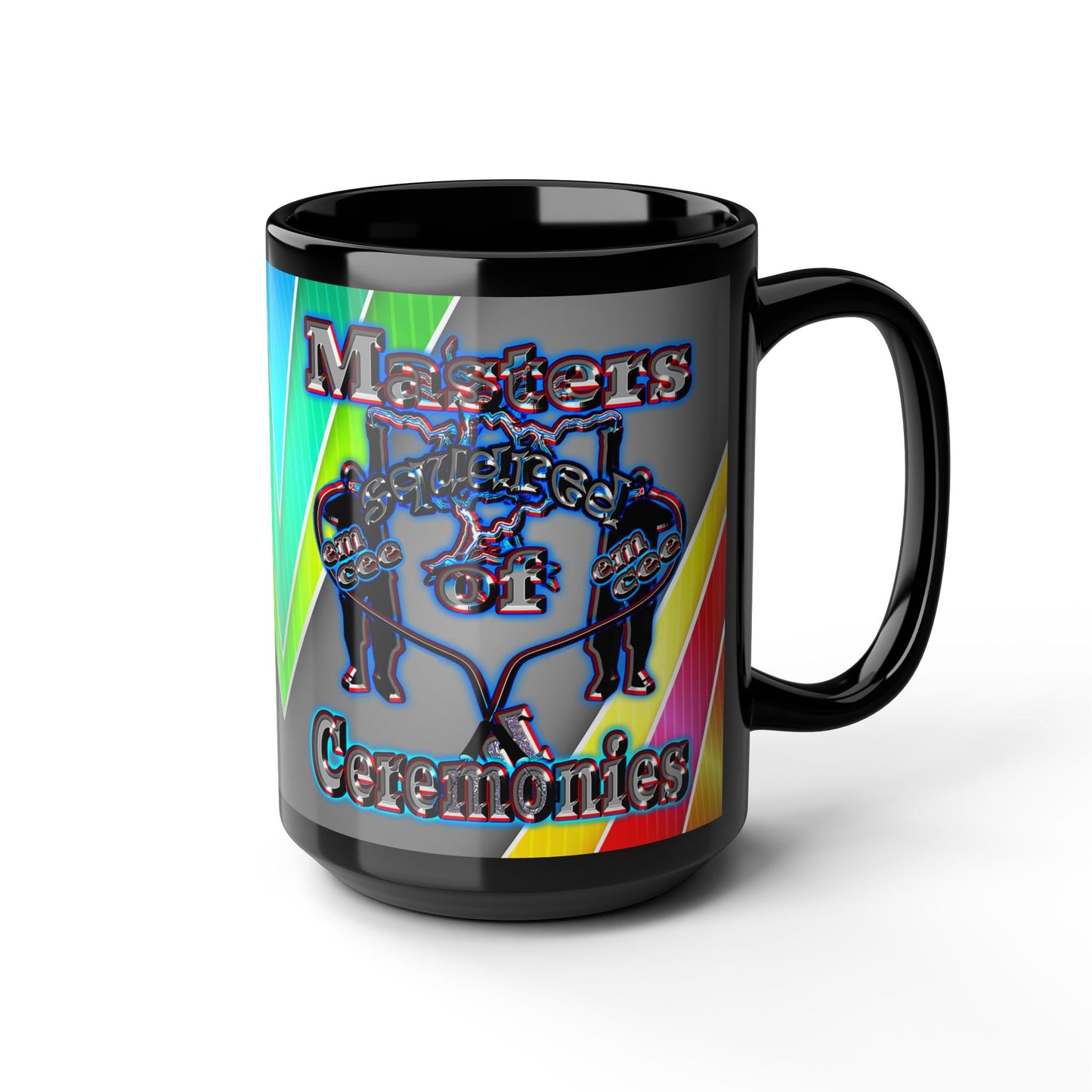 em cee squared - Black Mug (rainbow split)