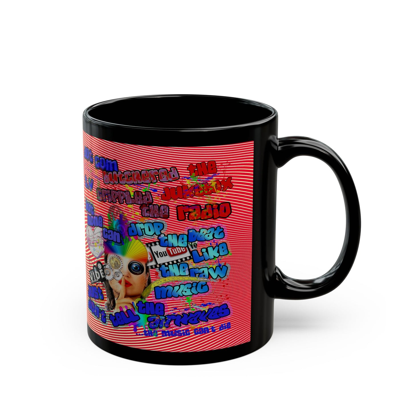 drop the beat - Black Mug (yellow-orange wave)