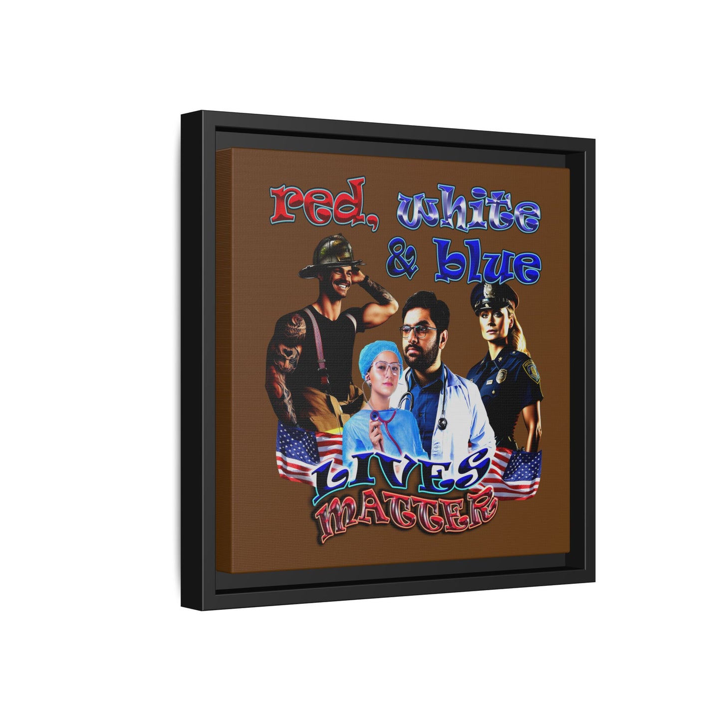 rw&b lives matter - framed canvas art (brown)