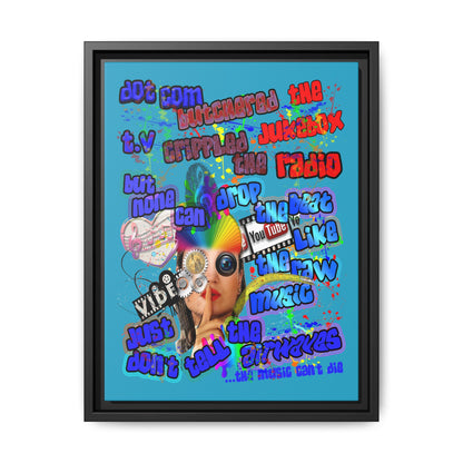 drop the beat - framed canvas art (turquoise)