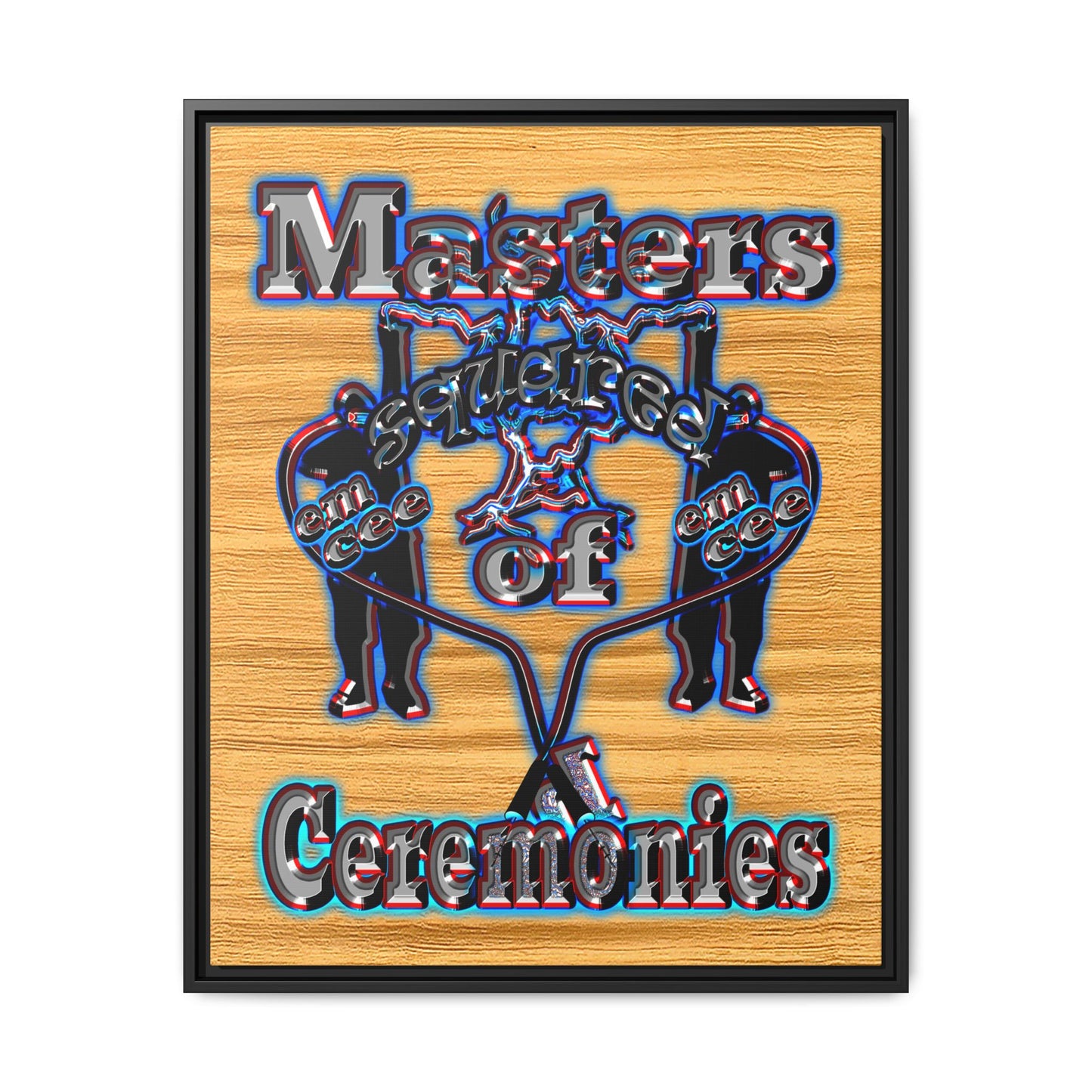 em cee squared - framed canvas art (butterscotch wood finish)