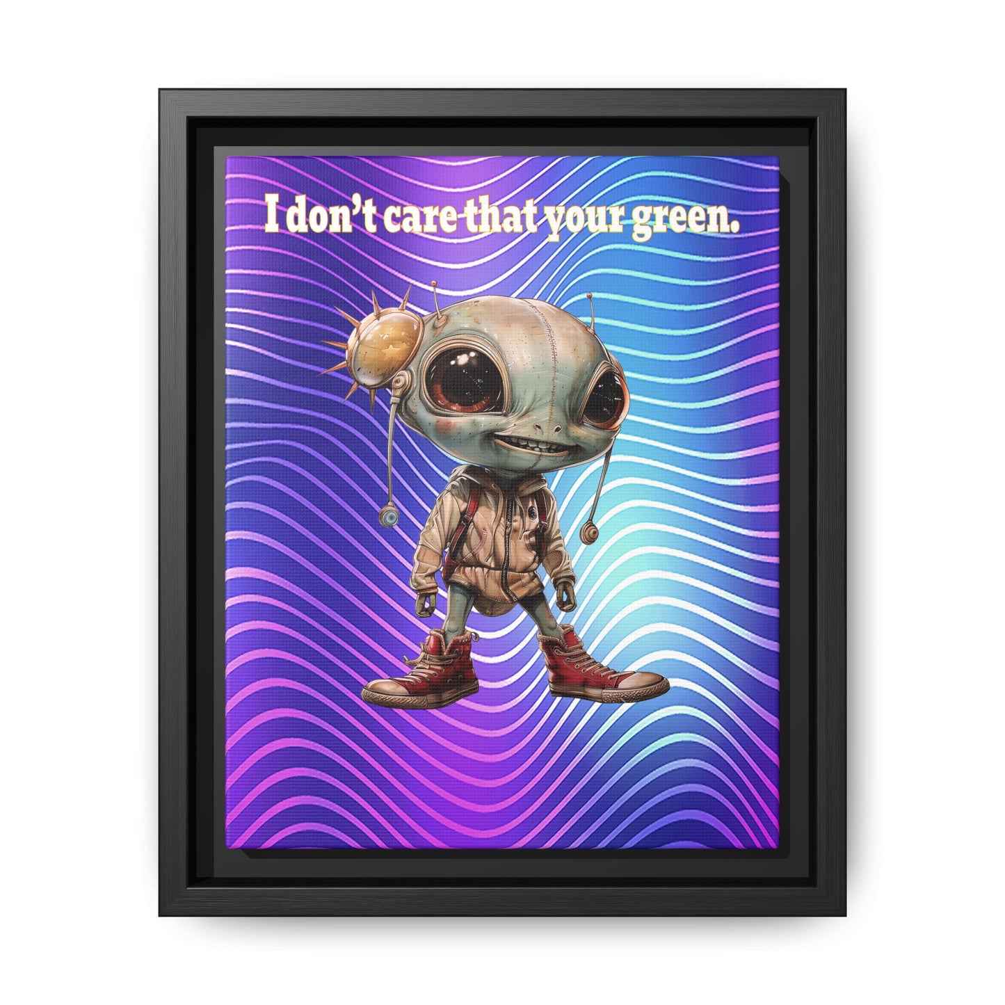 I don't care that your green - framed canvas art (purple wave)