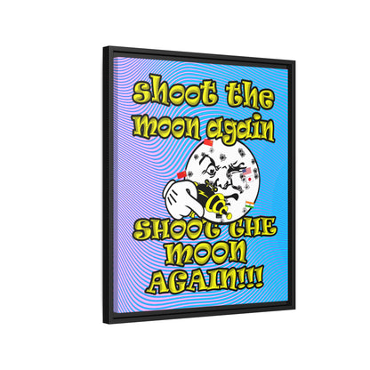 shoot the moon again - framed canvas art (light blue-purple wave)