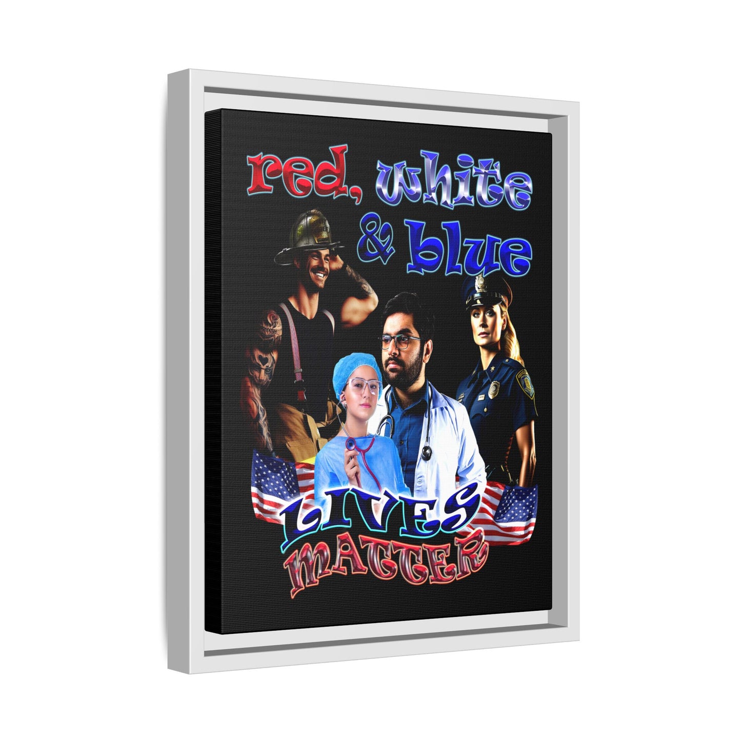 rw&b lives matter - framed canvas art (black)