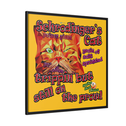 schrodinger's cat - framed canvas art (yellow)