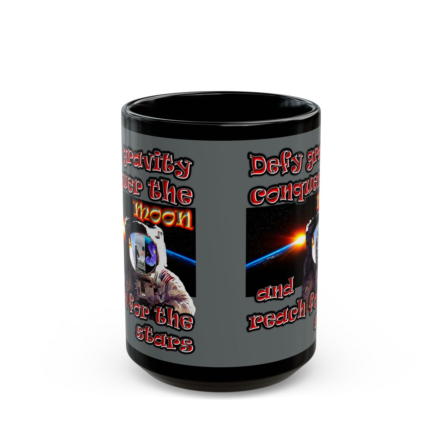 defy conquer reach - Black Mug (dark grey)
