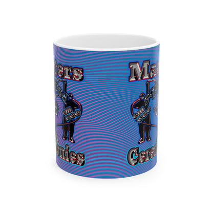 em cee squared - White Mug (light blue-purple wave)