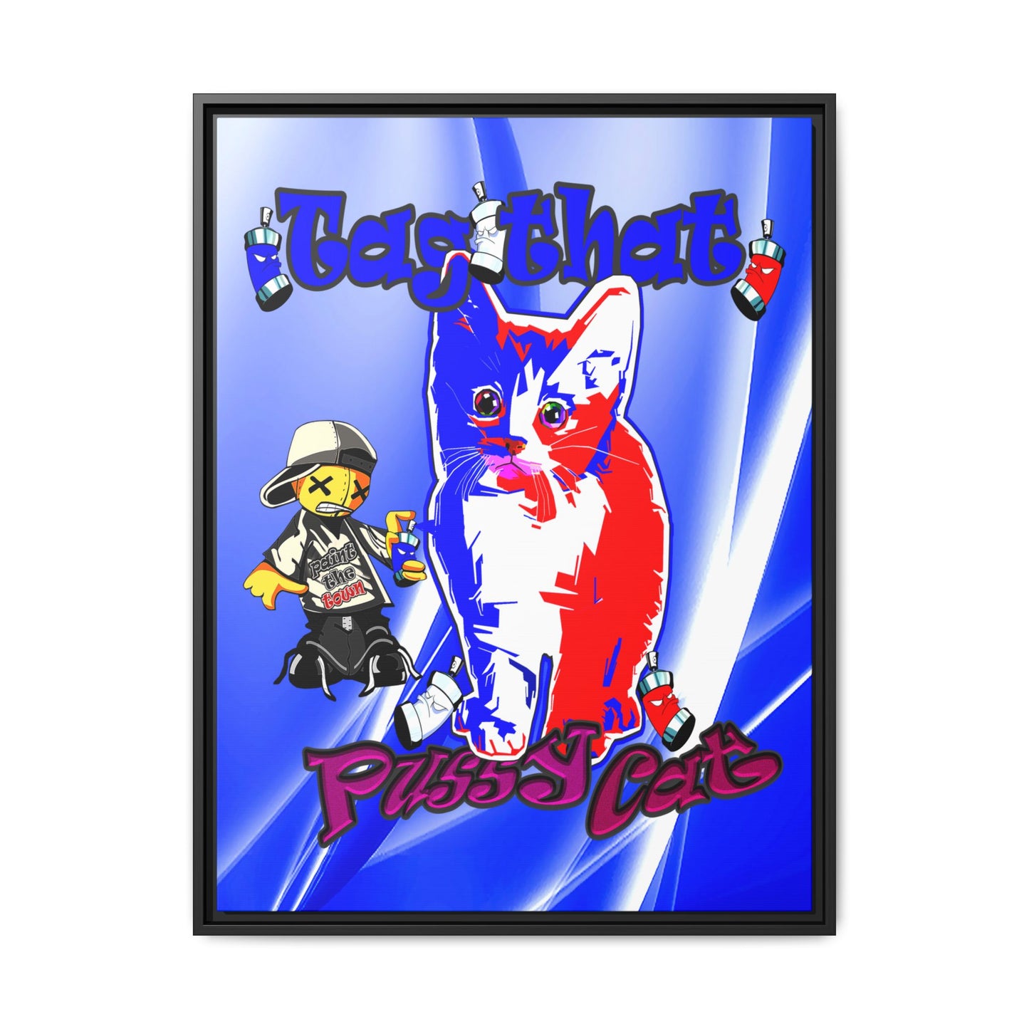 tag that - framed canvas art (blue-white wave)