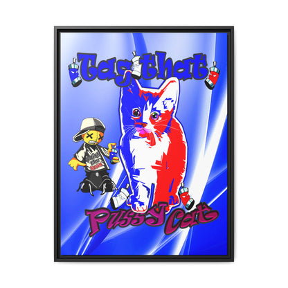 tag that - framed canvas art (blue-white wave)