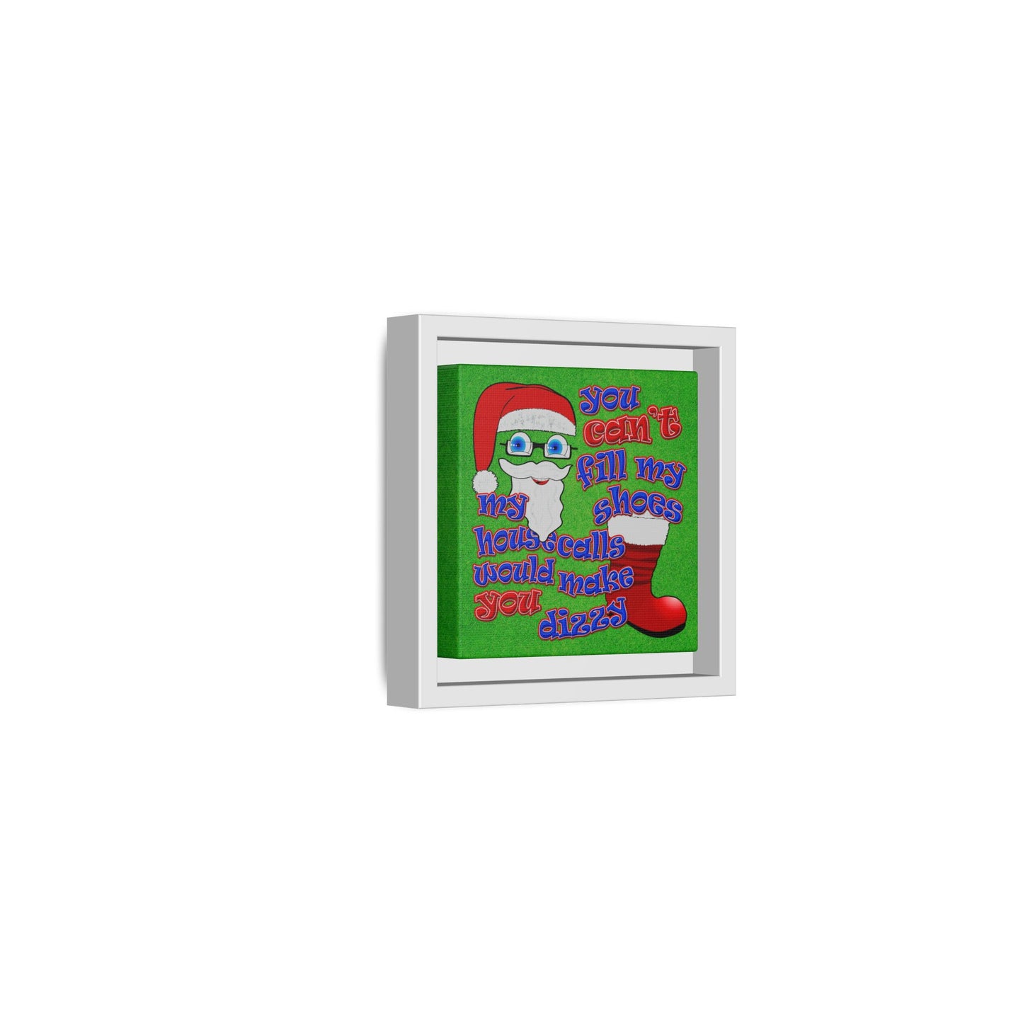 santa's shoes - framed canvas art (green turf)