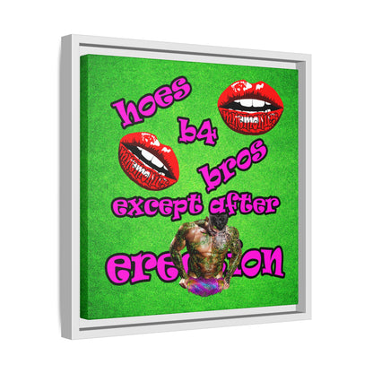 hoes b4 bros - framed canvas art (green turf)