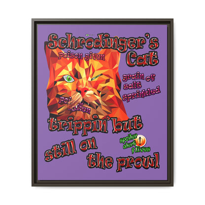schrodinger's cat - framed canvas art (light purple)