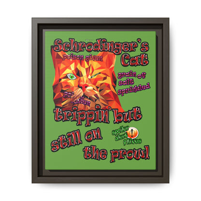 schrodinger's cat - framed canvas art (green)