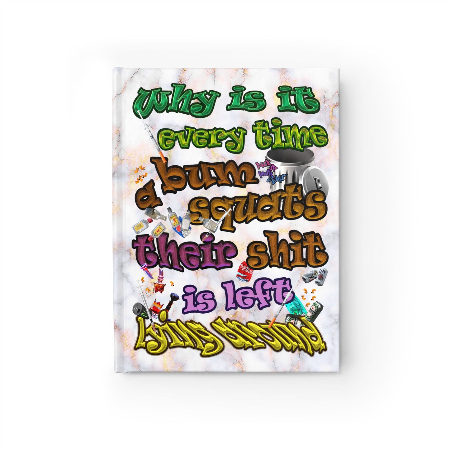 the bum's shit - journal-blank (white marble)