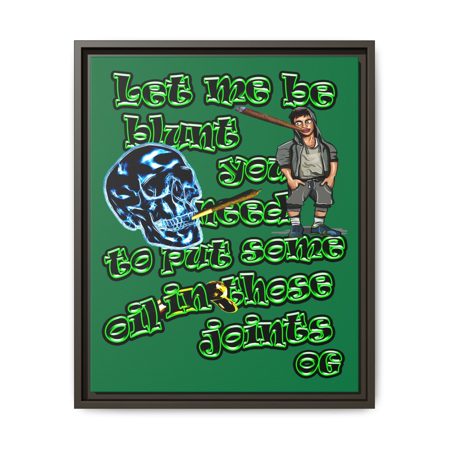 og - framed canvas art (dark green)