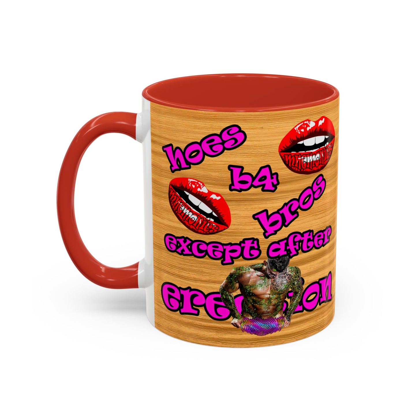 hoes b4 bros - Accent Mug (butterscotch wood finish)