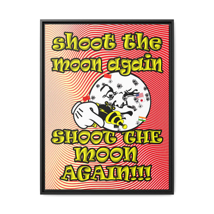 shoot the moon again - framed canvas art (yellow-orange wave)
