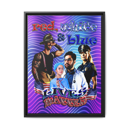 rw&b lives matter - framed canvas art (purple wave)