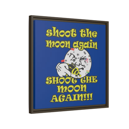 shoot the moon again - framed canvas art (dark blue)