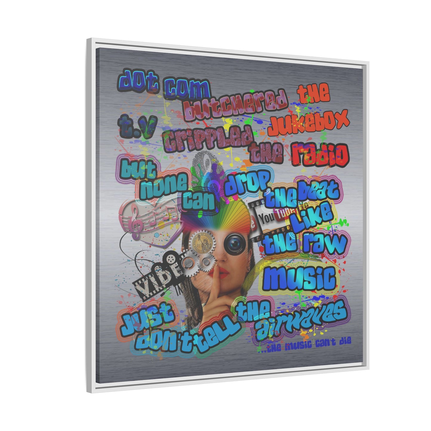 drop the beat - framed canvas art (brushed nickel)