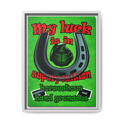 my luck - framed canvas art (green turf)