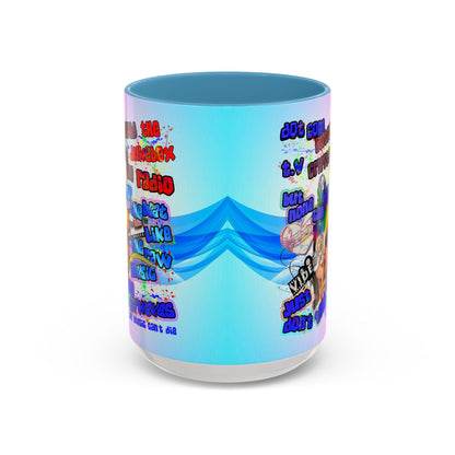 drop the beat - Accent Mug (light blue-pink wave)