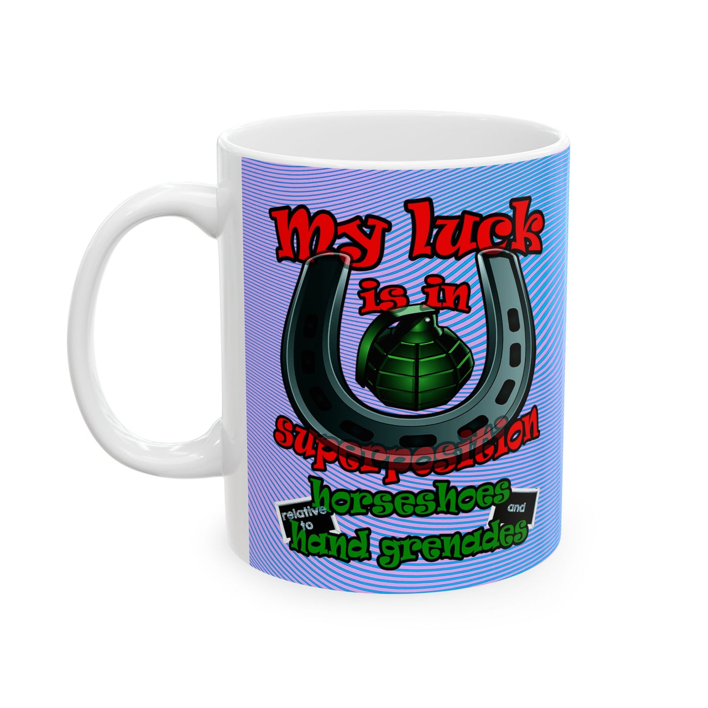 my luck - White Mug (light blue-purple wave)