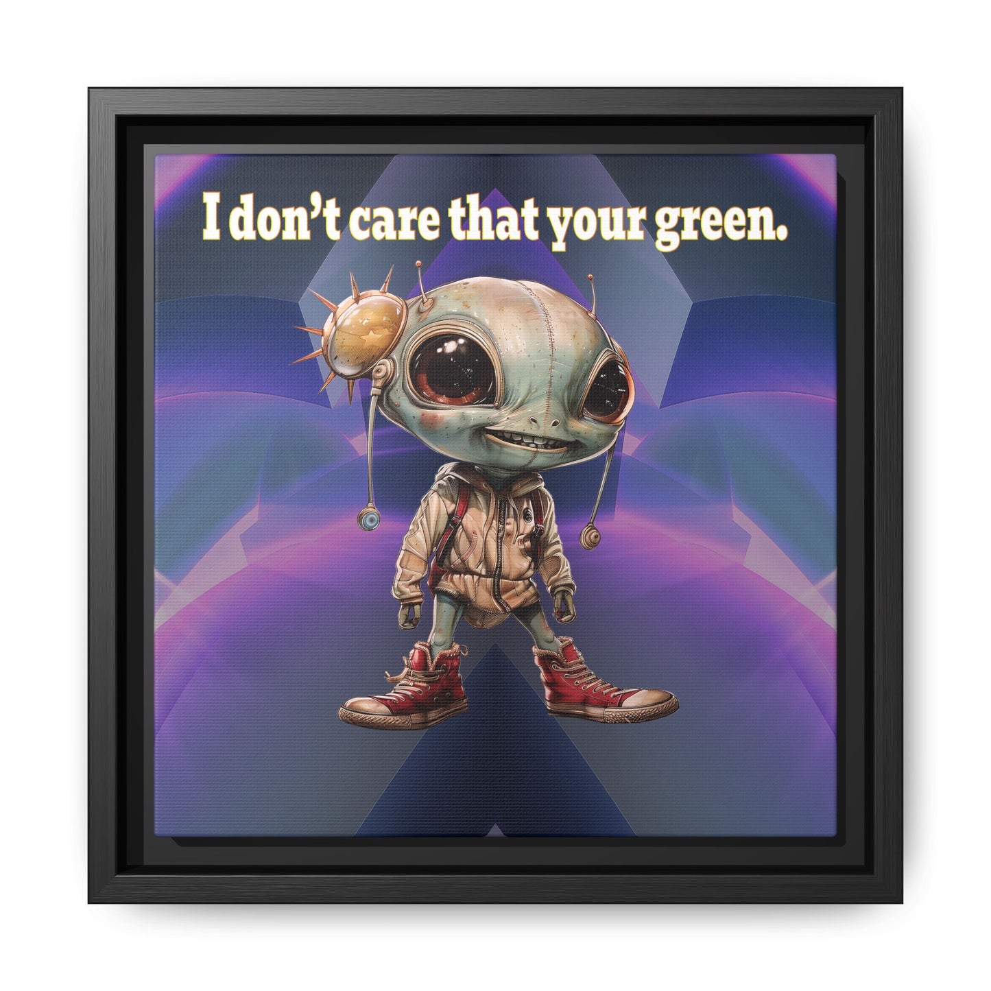 I don't care that your green - framed canvas art (grey-pink wave)