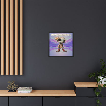 I don't care that your green - framed canvas art (light blue-pink wave)