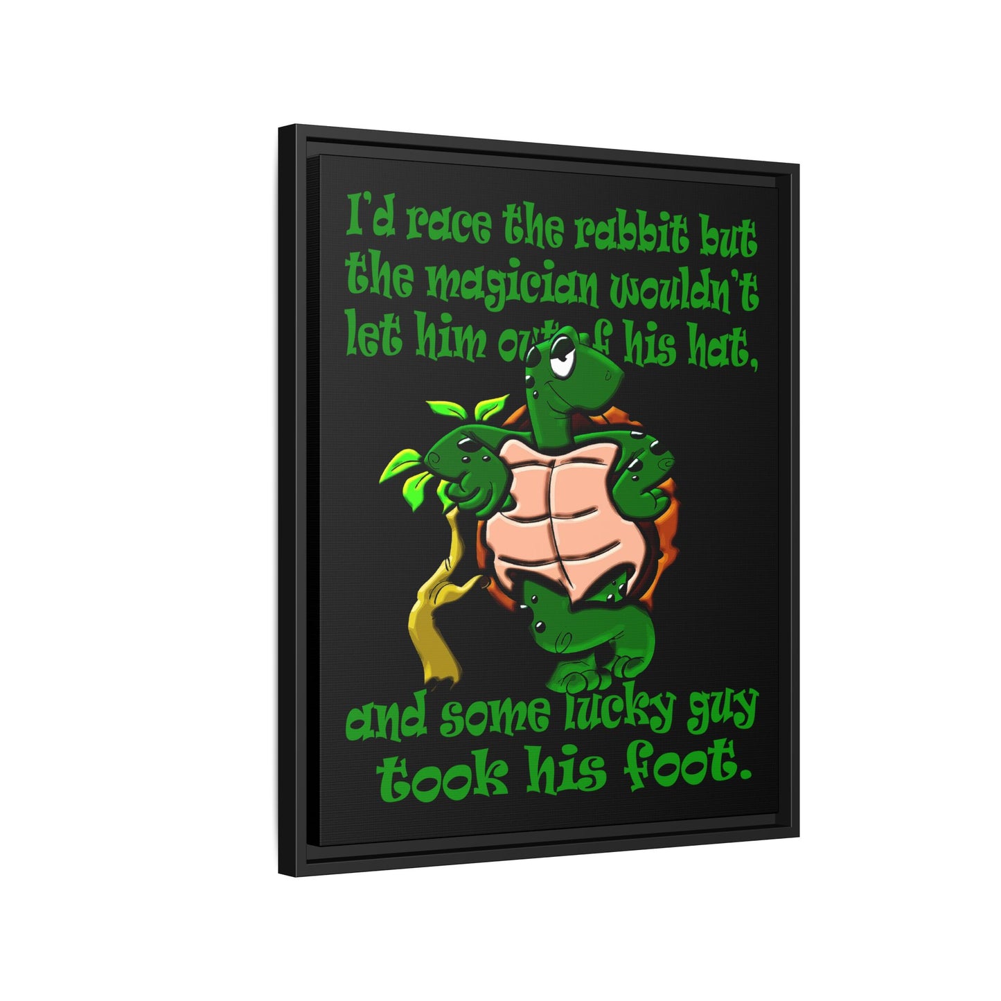 turtle race - framed canvas art (black)