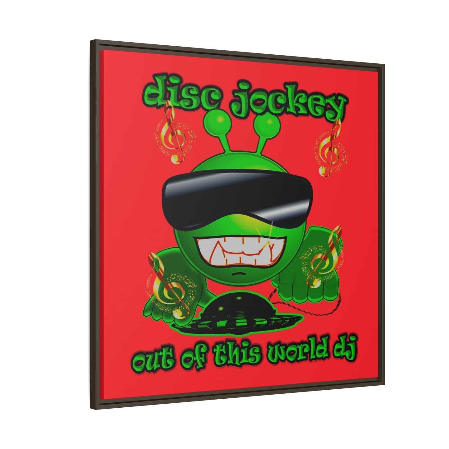 disc jockey - framed canvas art (red)
