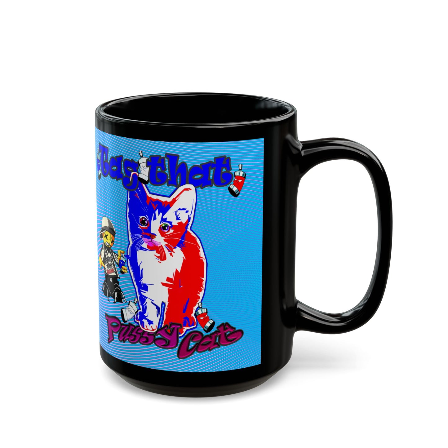 tag that - Black Mug (light blue-purple wave)