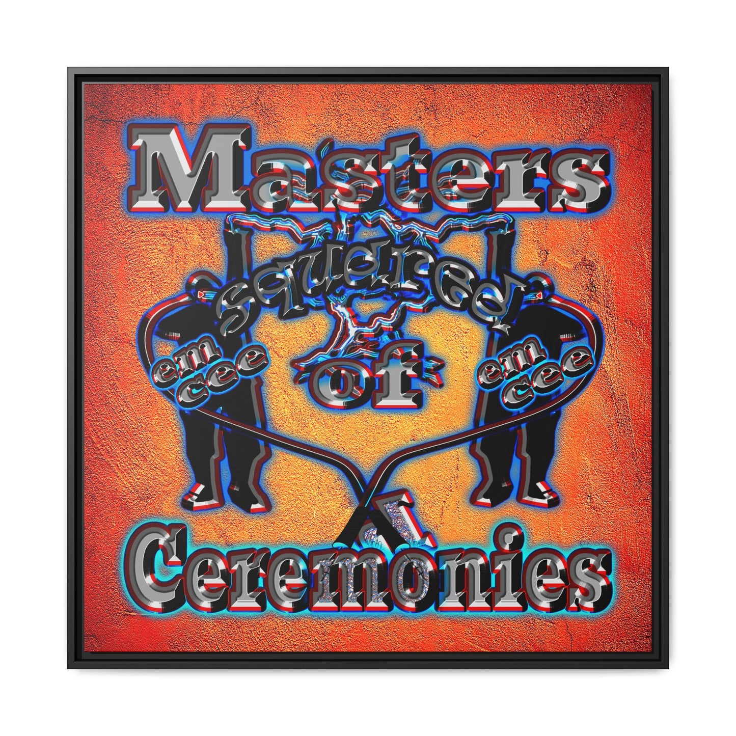 em cee squared - framed canvas art (burnt orange)