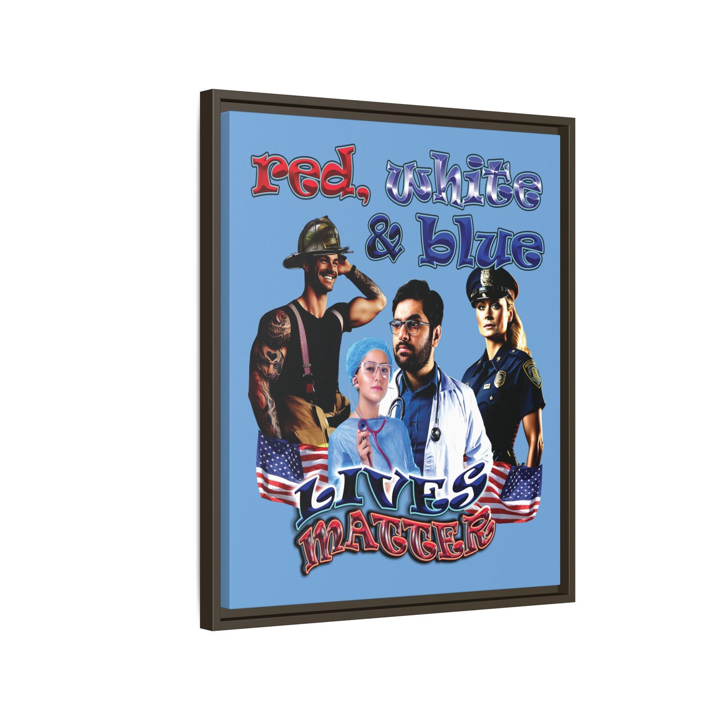 rw&b lives matter - framed canvas art (light blue)